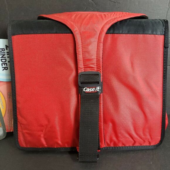 Case It 2 In 1 Duel Ring Binder ESLG300 Red Black Handles 12" X 14" - Picture 5 of 5